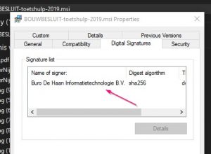 Gesigned installatiebestand